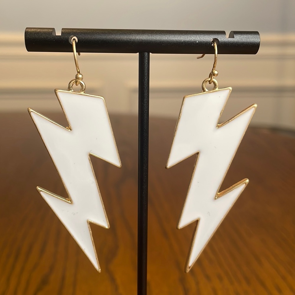 White Lightning Bolt ⚡️ Earrings